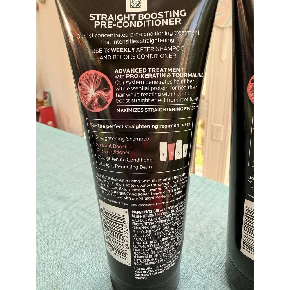 2 L’Oreal Paris Smooth Intense Ultimate Straight Pre-Conditioner NOS 6.8oz